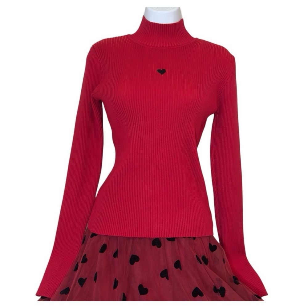 Chicwish Romantic‎ Knit Sweater Women's S/M Cozy Red Valentine Feminine Pullover